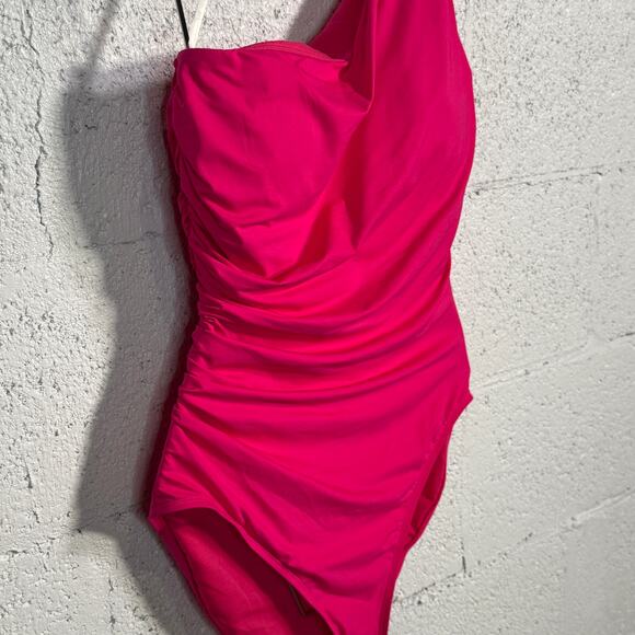 Ralph Lauren Womens Solids One Shoulder 1Piece Pink, 14 MSRP $135 - Picture 4 of 15